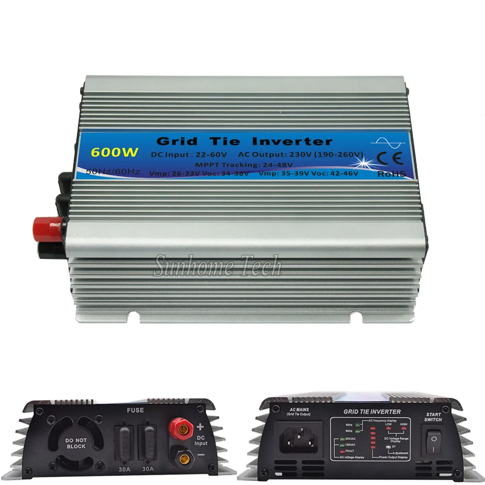 600W On Grid Tie Inverter MPPT Pure Sine Wave DC10.5-28V 22-60V to AC 110V 220V Micro Grid Tie Inverter
600W On Grid Tie Inverter MPPT Pure Sine Wave DC10.5-28V 22-60V to AC 110V 220V Micro Grid Tie Inverter