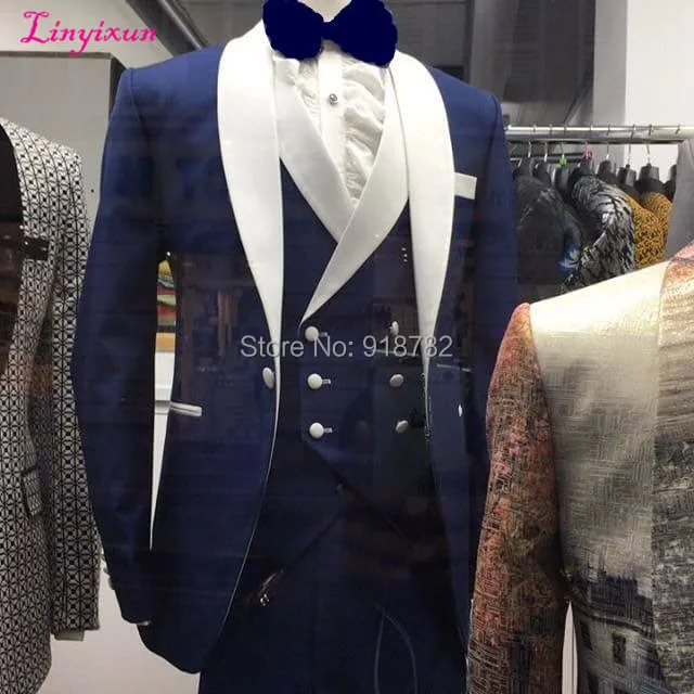 Костюм Homme 2018 синие деловечерние костюмы с брюками официальное платье мужские