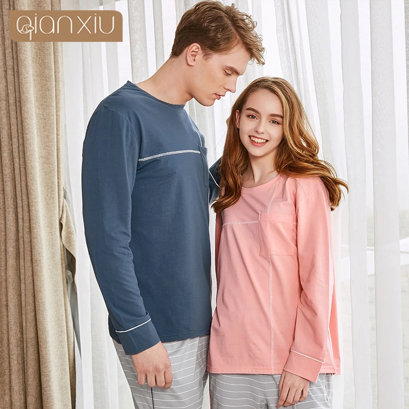New Style Man's Pajamas Spring Autumn Round Neck Drawstring Long Sleeve Striped Pajamas Striped Pants Couples Suit
New Style Man's Pajamas Spring Autumn Round Neck Drawstring Long Sleeve Striped Pajamas Striped Pants Couples Suit