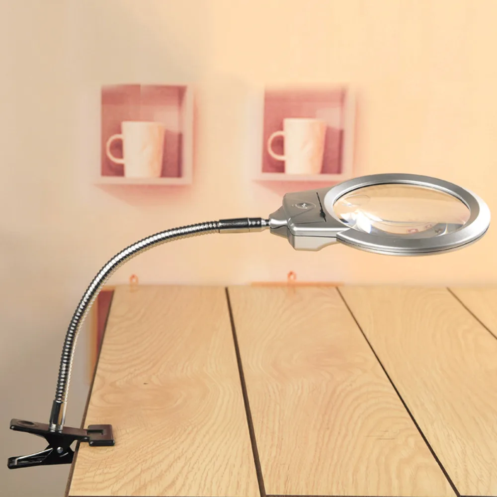 Hot!Table Magnifier 2.5X 107MM Clip-on Desk Magnifying Glass with LED Lamp Lupa Loupe for Reading Watch Repair
Hot!Table Magnifier 2.5X 107MM Clip-on Desk Magnifying Glass with LED Lamp Lupa Loupe for Reading Watch Repair