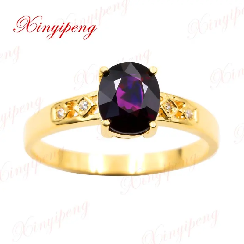 Женское кольцо Xin yi peng 18 k желтое золото инкрустированное натуральным фиолетовым