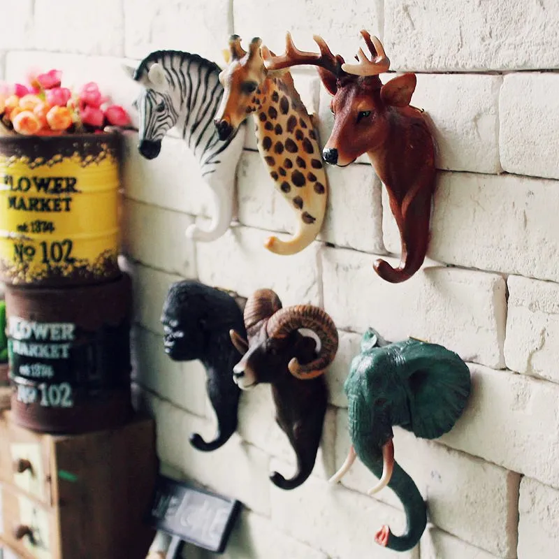 Animal Head Hook Clothes Robe Key Holder Hat Hanger Wall Decoration Deer Elephant Zebra Giraffe Designs Retro Wall Ornament
Animal Head Hook Clothes Robe Key Holder Hat Hanger Wall Decoration Deer Elephant Zebra Giraffe Designs Retro Wall Ornament