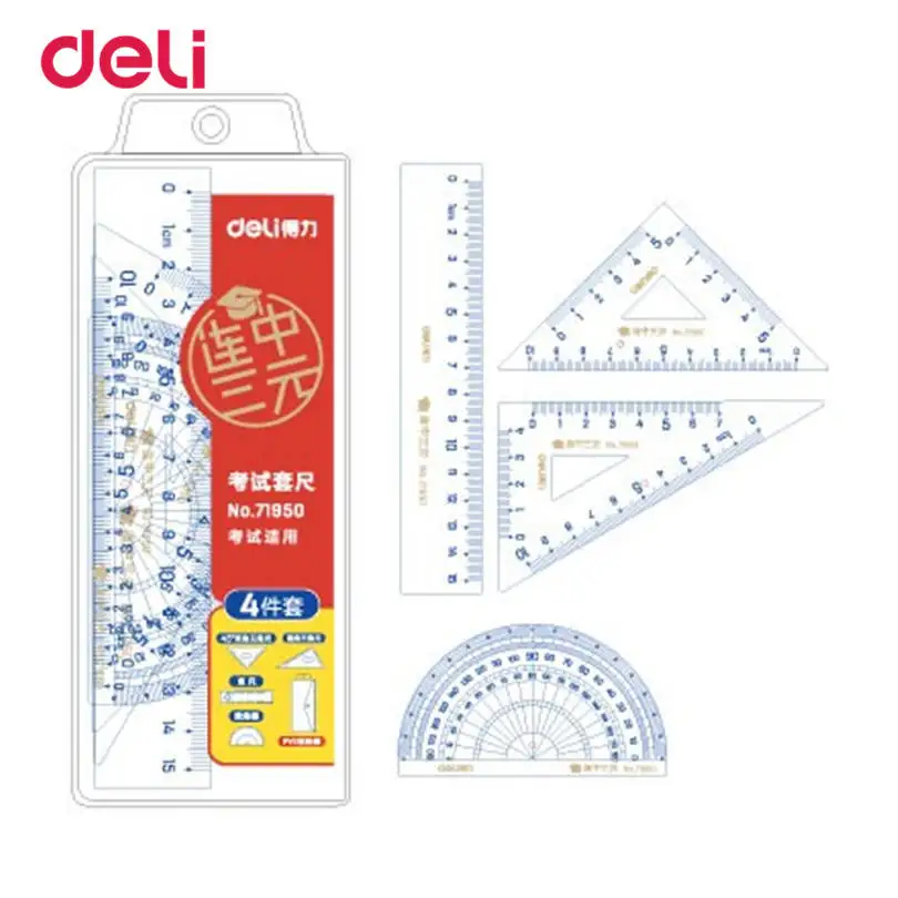 Deli Triangle Ruler+ Straight Rulers 4 Pieces a set Office Material School Stationery For Students Drawing School Supplies
Deli Triangle Ruler+ Straight Rulers 4 Pieces a set Office Material School Stationery For Students Drawing School Supplies
