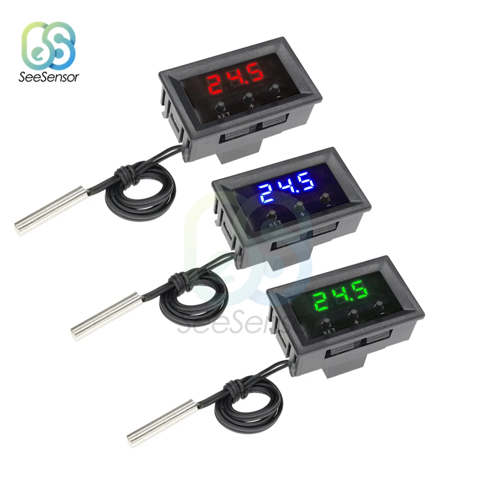W1209 LED Digital Thermostat Temperature Controller Thermometer Waterproof NTC Sensor Probe Cable DC 12V Red Blue Green Display
W1209 LED Digital Thermostat Temperature Controller Thermometer Waterproof NTC Sensor Probe Cable DC 12V Red Blue Green Display