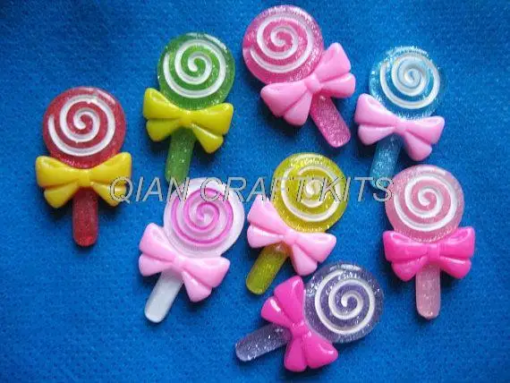 120pcs Resin Lollipop Flatback w/Bow glitter shiny mixed colors big 32mm decoden cabochon sparkle glittery
120pcs Resin Lollipop Flatback w/Bow glitter shiny mixed colors big 32mm decoden cabochon sparkle glittery