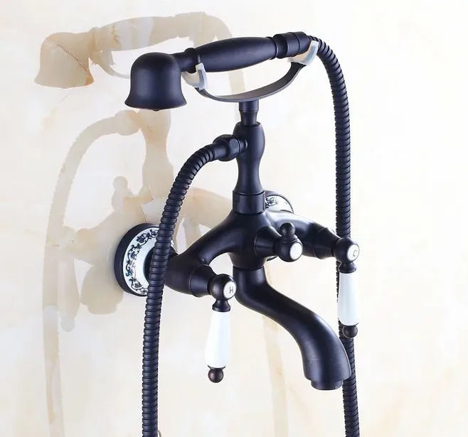 Black Oil Rubbed Brass Double Ceramic Handles Wall Mounted Claw Foot Bathroom Tub Faucet Mixer Tap With Handshower mtf531
Black Oil Rubbed Brass Double Ceramic Handles Wall Mounted Claw Foot Bathroom Tub Faucet Mixer Tap With Handshower mtf531