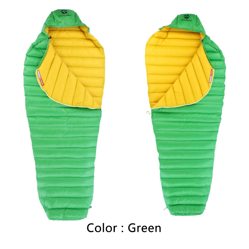 Aegismax Ultra new arrival LETO water repellent White Goose Down Sleeping bag Mummy Splicing Hiking Camping 700FP Green Blue
Aegismax Ultra new arrival LETO water repellent White Goose Down Sleeping bag Mummy Splicing Hiking Camping 700FP Green Blue