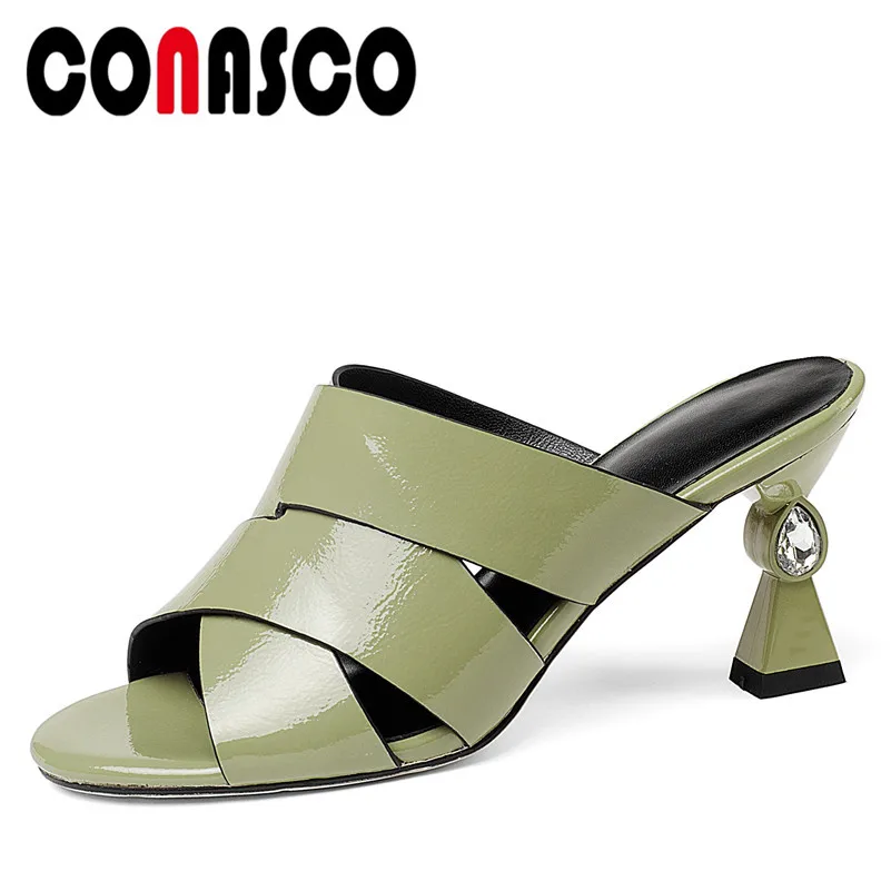 CONASCO New Women Gladiator Sandals Genuine Leather High Heels Slippers High Heels Summer Casual Shoes Woman Rhinestone Pumps
CONASCO New Women Gladiator Sandals Genuine Leather High Heels Slippers High Heels Summer Casual Shoes Woman Rhinestone Pumps