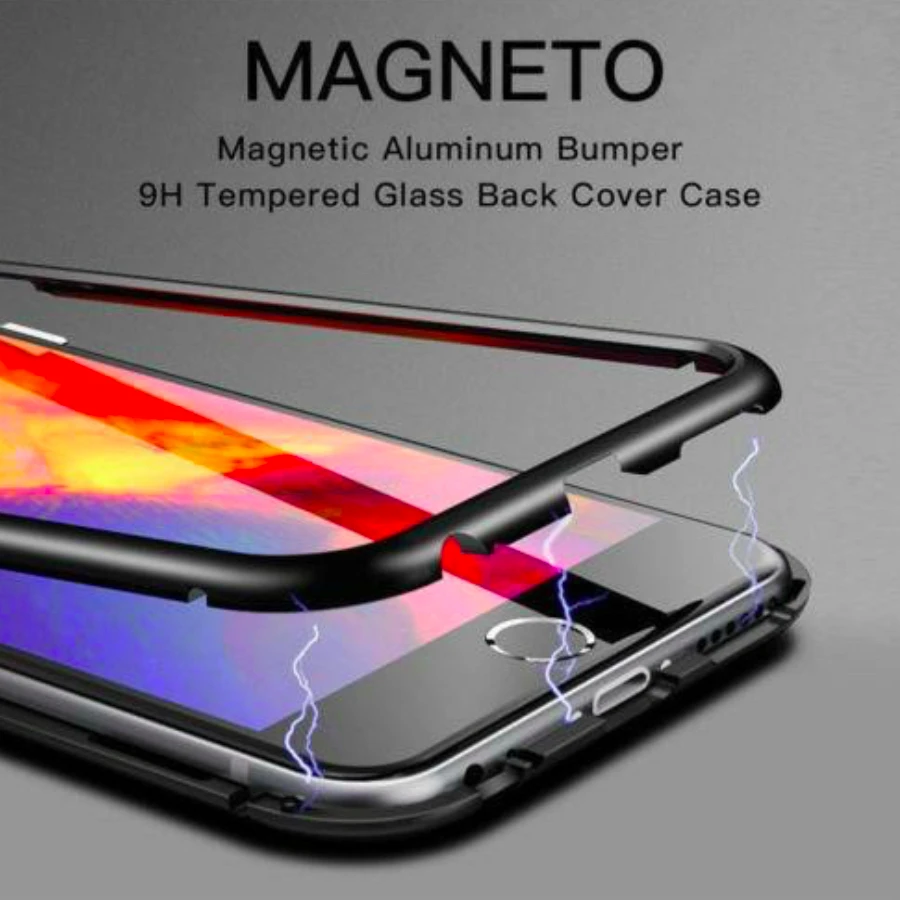 Магнитный адсорбционный чехол для телефона iPhone X 7 металлический магнит задняя