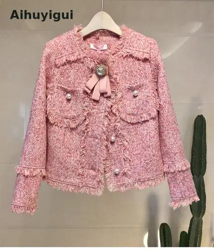Aihuyigui Women Autumn And Winter Vintage Woolen Tweed Coat Vintage Peals Single-breasted Pocket Diamond Bow Wool Jacket Dr499
Aihuyigui Women Autumn And Winter Vintage Woolen Tweed Coat Vintage Peals Single-breasted Pocket Diamond Bow Wool Jacket Dr499