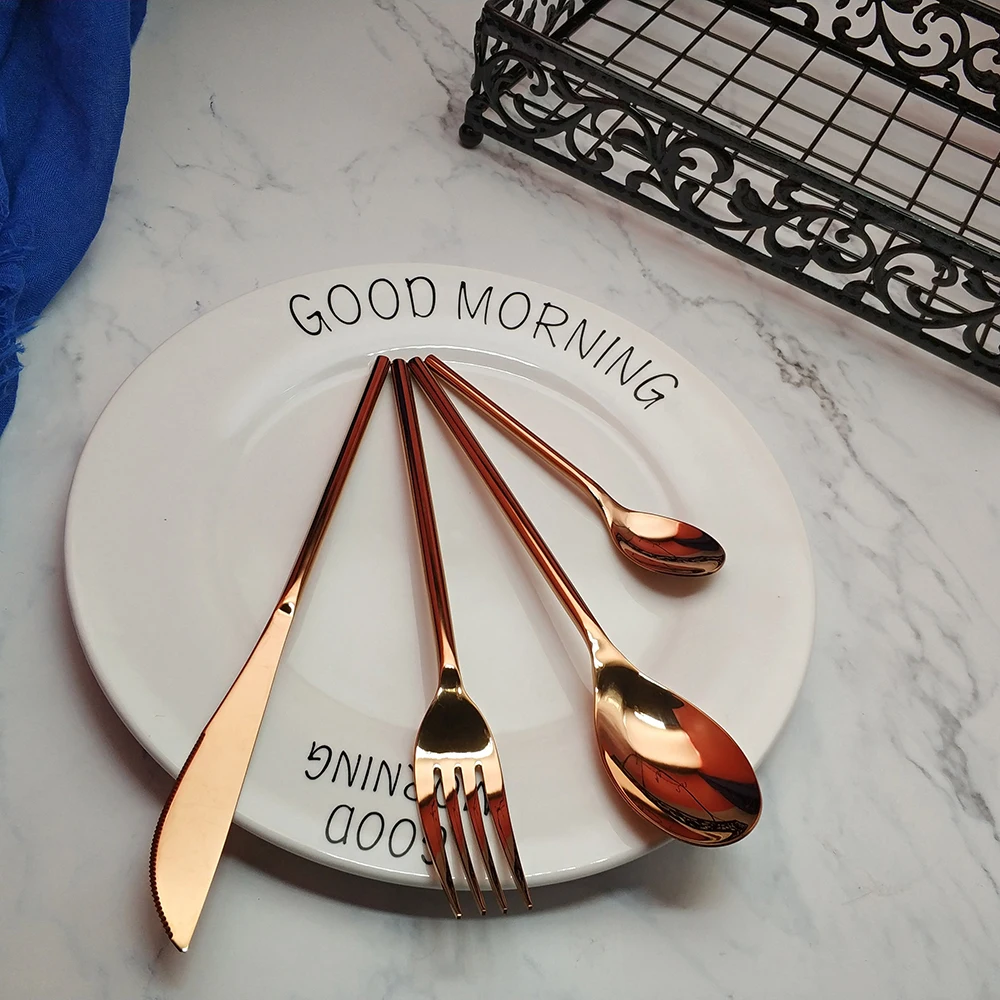 Wholesale 24pcs Round bar Gold Dinnerware Kitchen 304 Stainless steel Knife Fork Tablespoon Food Tableware Flatware Cutlery Set
Wholesale 24pcs Round bar Gold Dinnerware Kitchen 304 Stainless steel Knife Fork Tablespoon Food Tableware Flatware Cutlery Set