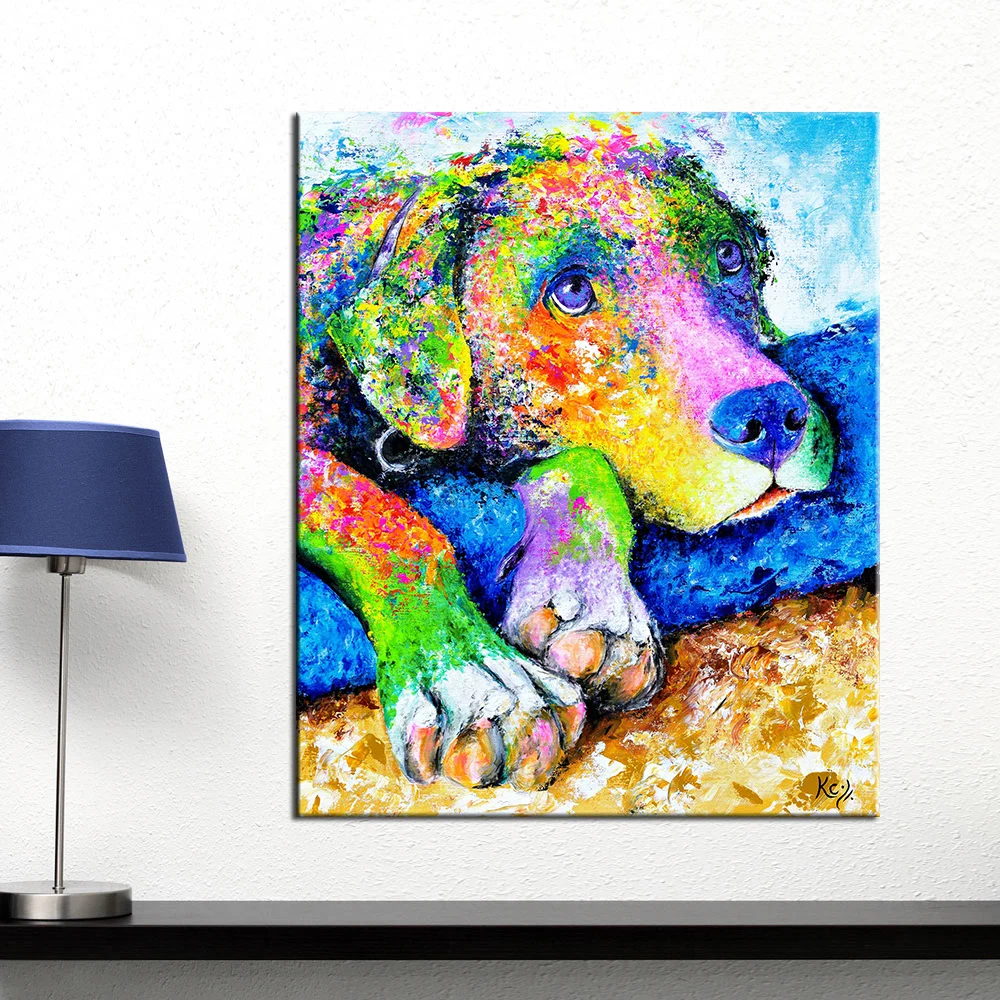 

AAVV картина маслом настенная живопись красочные собачьи настенные картины для гостиной постер с животными на холсте без рамки плакаты и при...