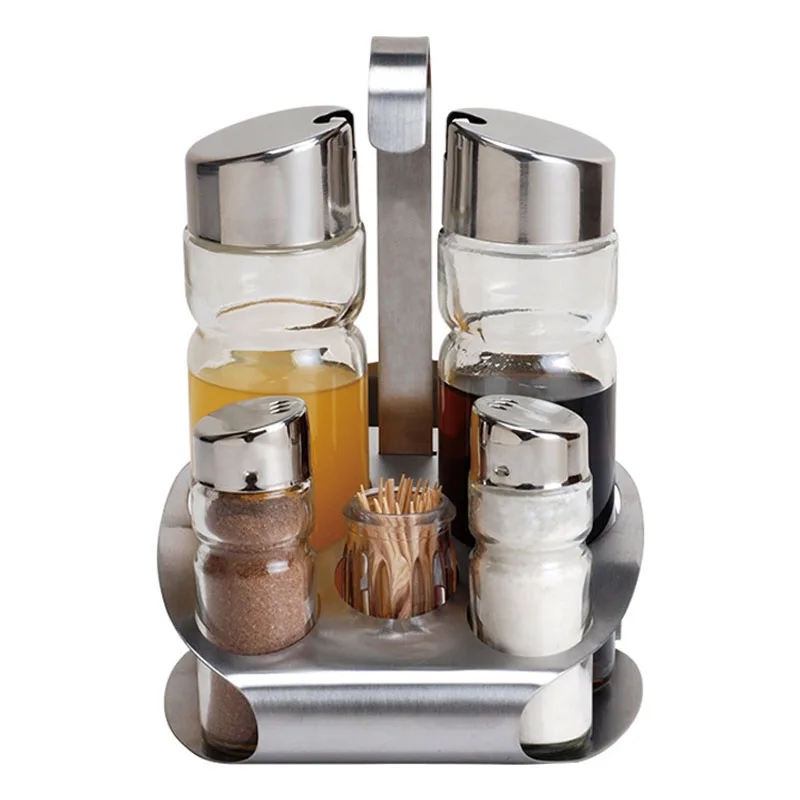 

Salt Pepper Shaker Set Odor-Free Spice With Stand Condiment Box Cooking Seasoning Bottle Kitchen Tool Stainless Steel