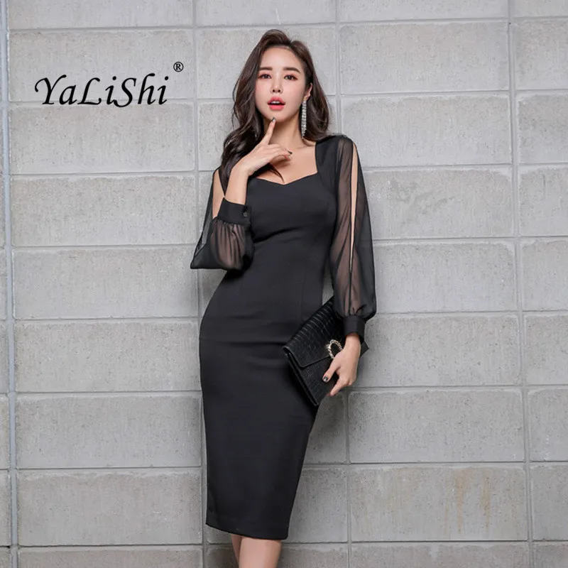 Spring Women Solid Pencil Dress 2019 Plus Size Black Full Sleeve Strapless Knee-length Chiffon Elegant Office Party Lady Dresses
Spring Women Solid Pencil Dress 2019 Plus Size Black Full Sleeve Strapless Knee-length Chiffon Elegant Office Party Lady Dresses