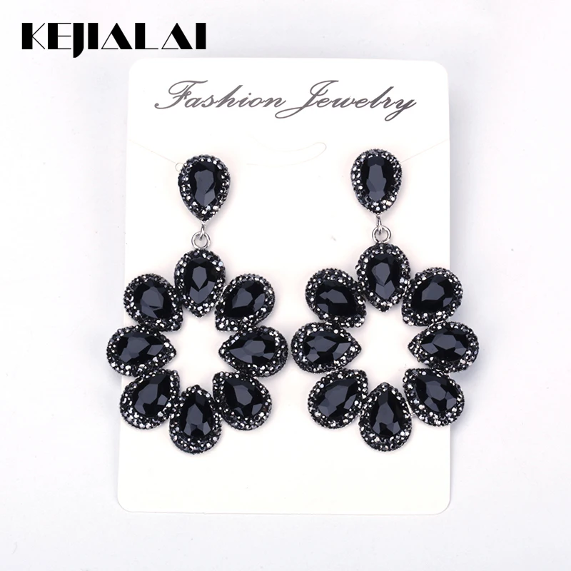KEJIALAI Luxury Handmade Jewelry Black Water Drop Crystal Pave Rhinestone Big Hyperbole Long Dangle Earrings For Women
KEJIALAI Luxury Handmade Jewelry Black Water Drop Crystal Pave Rhinestone Big Hyperbole Long Dangle Earrings For Women