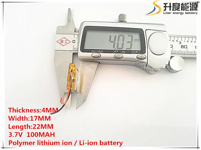 1pcs/lot 3.7V 100mAh 401722 Lithium Polymer Li-Po li ion Rechargeable Battery cells For Mp3 MP4 MP5
1pcs/lot 3.7V 100mAh 401722 Lithium Polymer Li-Po li ion Rechargeable Battery cells For Mp3 MP4 MP5