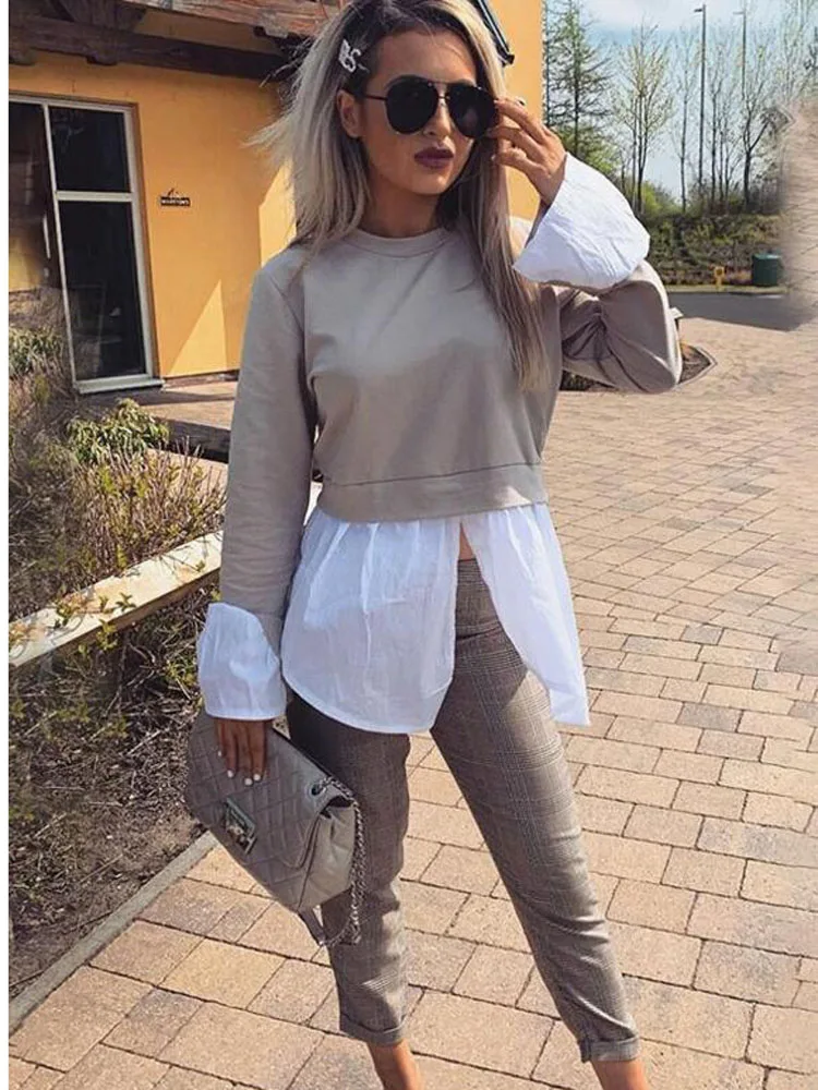 New Women's black Long Sleeve Irregular Hem Ruffle Bell Sleeve o NECK Pullover T Shirts Fake Two Pieces Femme Casual Tops tshirt
New Women's black Long Sleeve Irregular Hem Ruffle Bell Sleeve o NECK Pullover T Shirts Fake Two Pieces Femme Casual Tops tshirt
