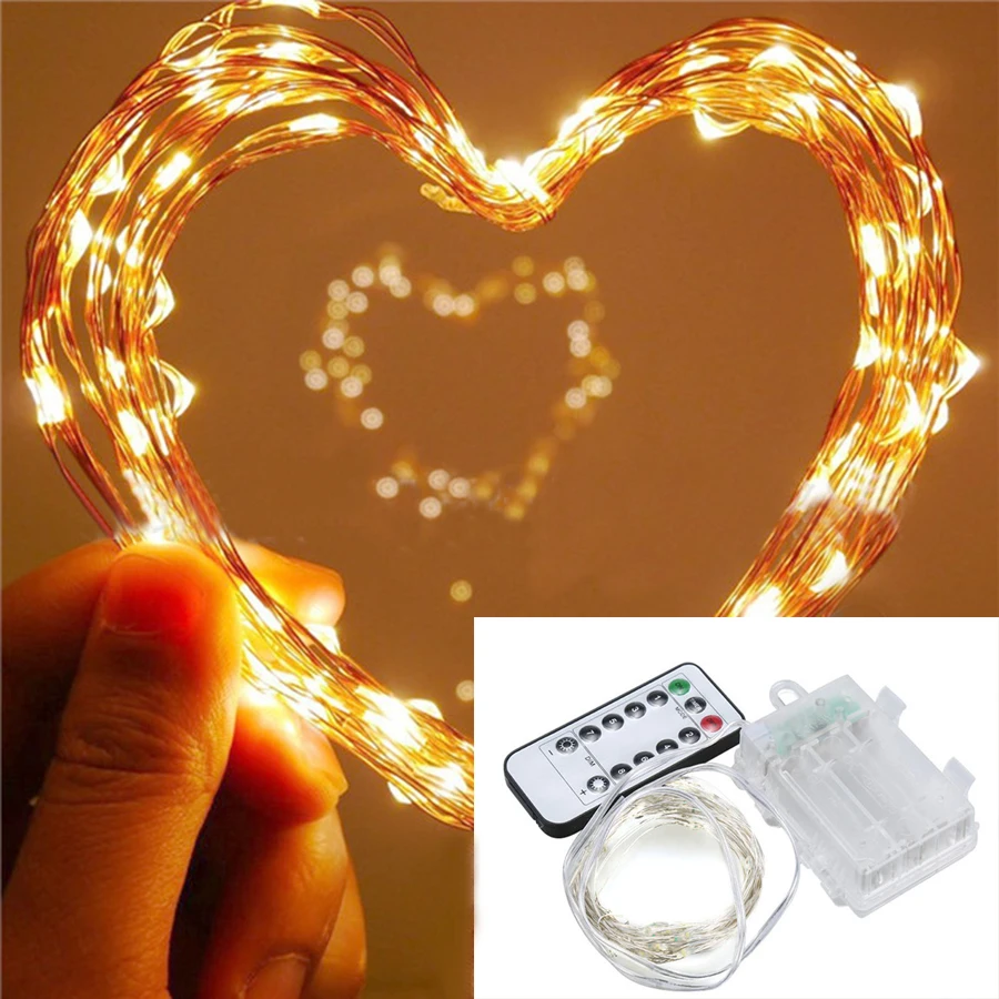 8 Lighted Modes 5M 50leds Copper Wire String Lights With Remote Controller AA Battery Operated Fairy Christmas Lights Garland
8 Lighted Modes 5M 50leds Copper Wire String Lights With Remote Controller AA Battery Operated Fairy Christmas Lights Garland