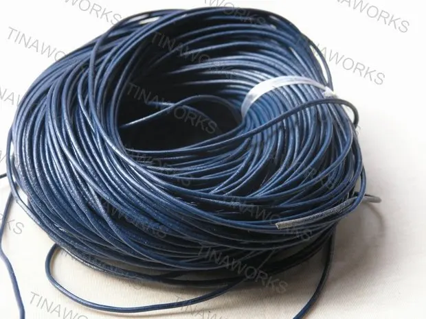 FREE SHIPPING 100m Blue Real Leather Necklace Cord/String Without Clasp 2.5mm