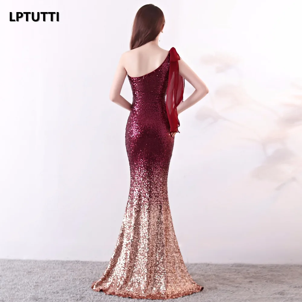 Lptutti платье с одним рукавом украшенное блестками Новинка для Для женщин