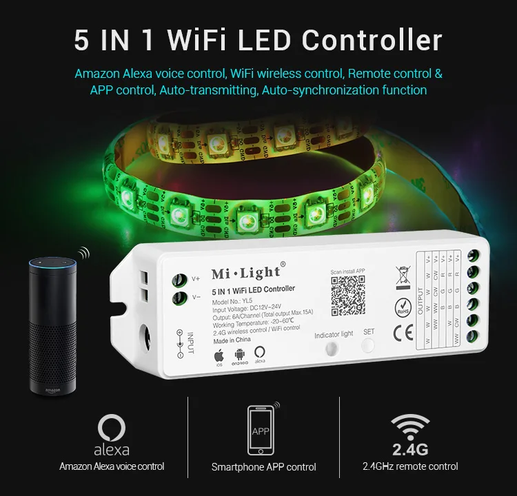 Mi-Light 5 в 1 wifi LED DC12-24v контроллер приложение контроллер для RGB RGBW RGB Светодиодные полосы света Amazon Alexa голосовой телефон приложение пульт дистанционного управления
Mi-Light 5 в 1 wifi LED DC12-24v контроллер приложение контроллер для RGB RGBW RGB Светодиодные полосы света Amazon Alexa голосовой телефон приложение пульт дистанционного управления