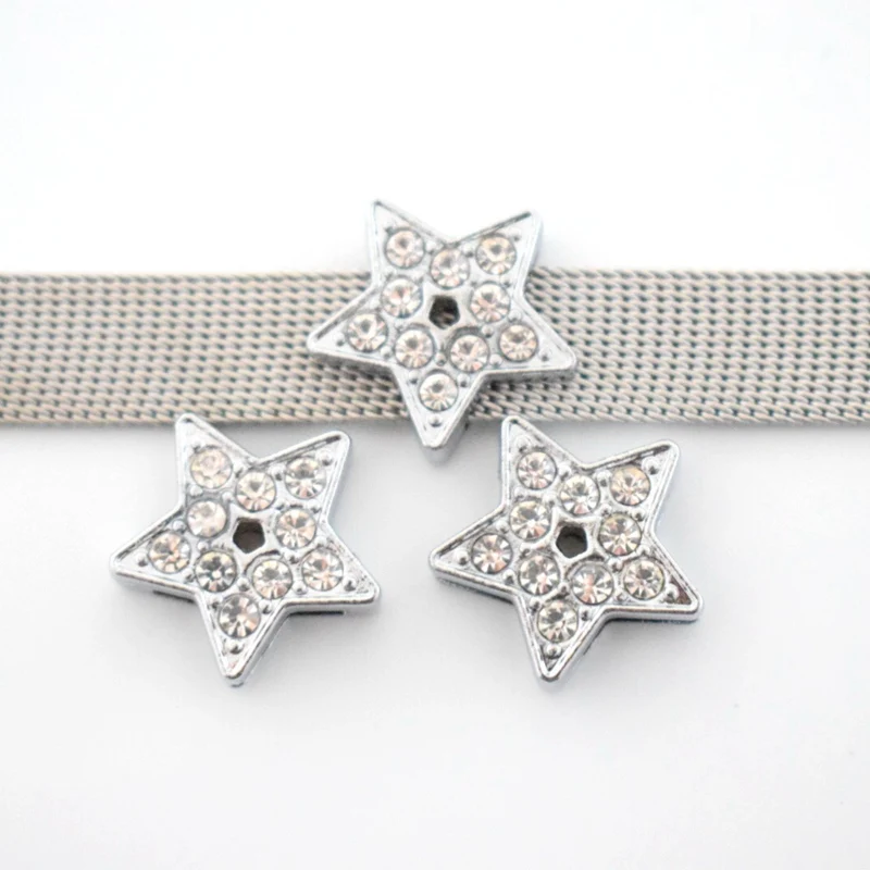 10mm Hole Crystal Rhinestone Star Slide Charms Beads DIY Accessories Handmade Jewelry For Bracelets Key Chains Pet Collar | Украшения и