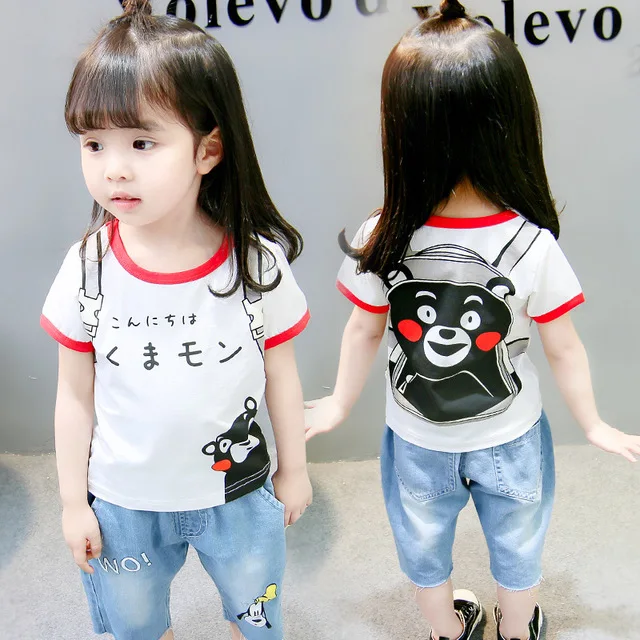 2019 г. Летняя футболка для маленьких девочек Мягкая с короткими рукавами и