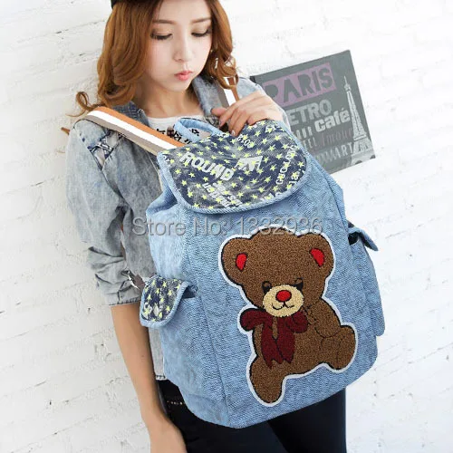 BG 2015 new fashion cute little bear women backpacks teenager shoulder bags canvas girls school lovely bolsas big promotion | Багаж и