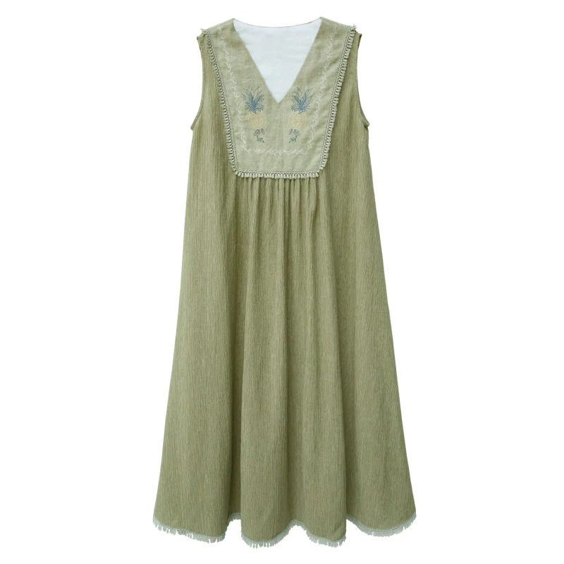 PERHAPS U Green Pineapple Embroidery Tassel V Neck Sleeveless Tank Summer Sleeveless Loose Solid Casual Dress Midi Dress D0494
PERHAPS U Green Pineapple Embroidery Tassel V Neck Sleeveless Tank Summer Sleeveless Loose Solid Casual Dress Midi Dress D0494
