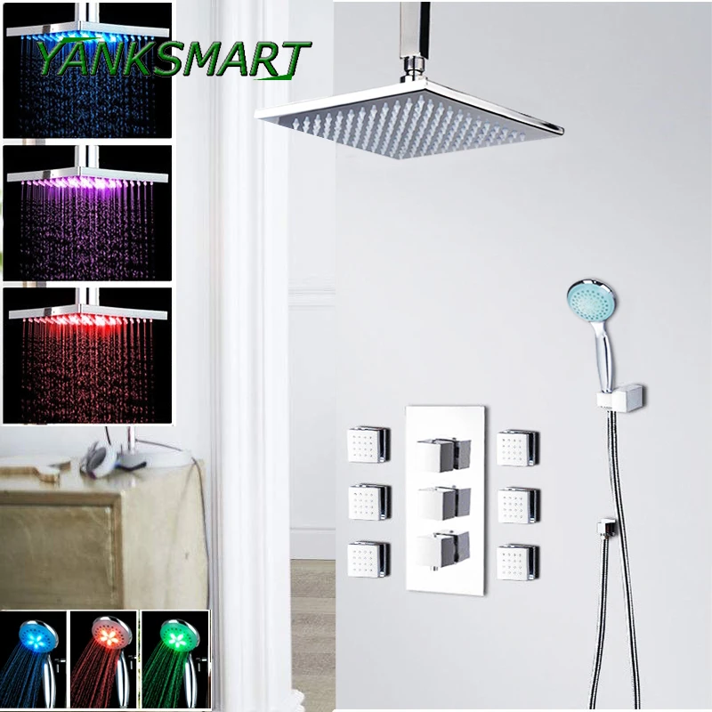 YANKSMART Modern Wall Mounted Chrome Shower Faucet Column Set Single Handle LED Light Rain Shower Head and Handshower
YANKSMART Modern Wall Mounted Chrome Shower Faucet Column Set Single Handle LED Light Rain Shower Head and Handshower
