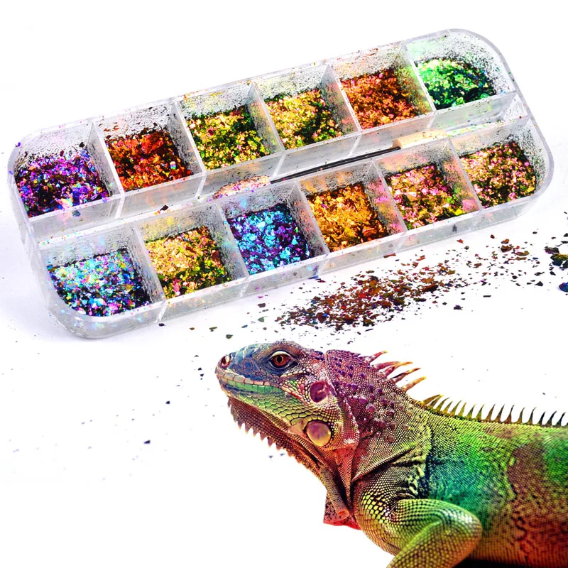 1Set 12 Colors Mixed Shining Flakes Irregular Chameleon Effect Nail Glitter Powder Holographic Sequins Nail Art Decorations
1Set 12 Colors Mixed Shining Flakes Irregular Chameleon Effect Nail Glitter Powder Holographic Sequins Nail Art Decorations