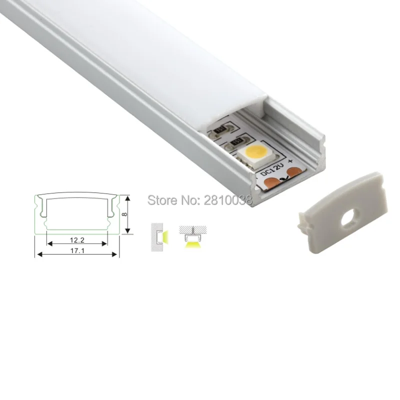 

10 X 2M Sets/Lot 12mm U-shape aluminium led extrusion profile and anodized silver cover line led channel for wall ceiling
