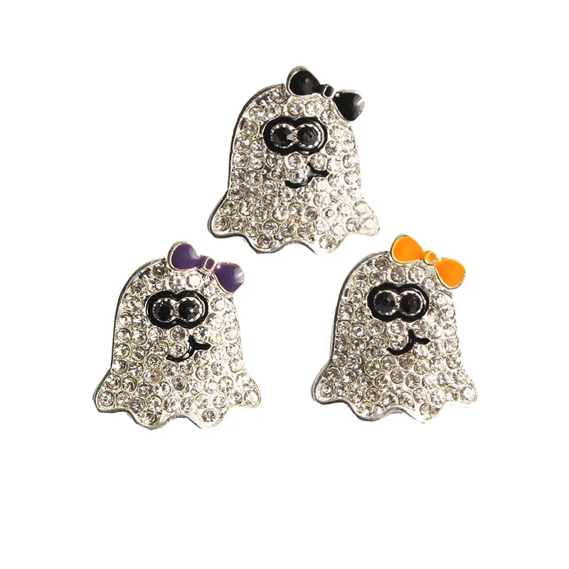 

Rhinestone button crystal Free shipping 22*20mm Halloween ghost embellishment accessories can mix colors 10PCS/lot(BTN-5383)