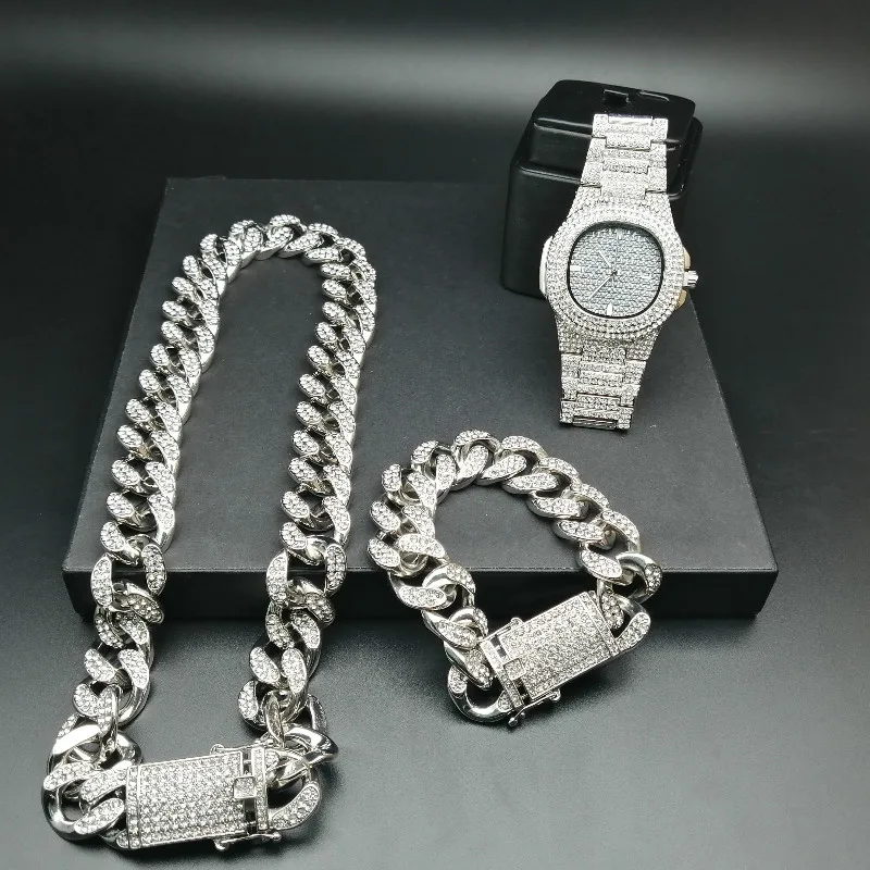 Luxury Men Crystal Miami Neckalce Chain Ice Out Cuban Men Watch& Necklace& amp Bracelet Crystal Miami Hip Hop For Men
Luxury Men Crystal Miami Neckalce Chain Ice Out Cuban Men Watch& Necklace& amp Bracelet Crystal Miami Hip Hop For Men