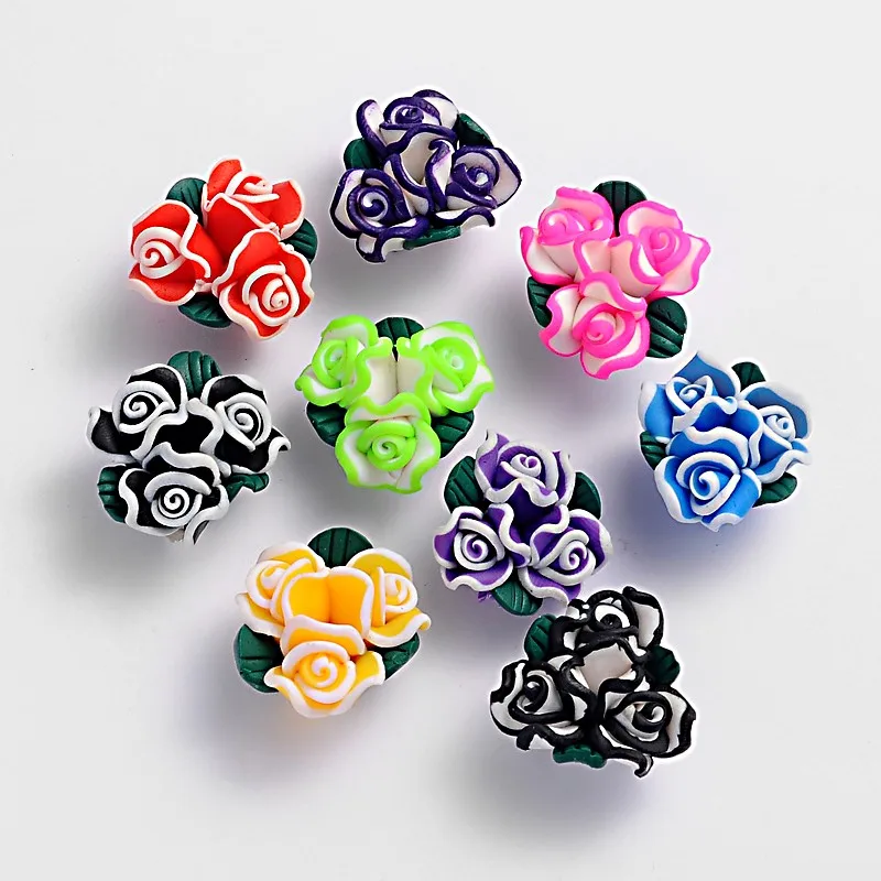 Handmade Flower Polymer Clay Beads for Mother's Day Mixed Color 20~23x14mm Hole: 2mm 9pcs/set | Украшения и аксессуары
