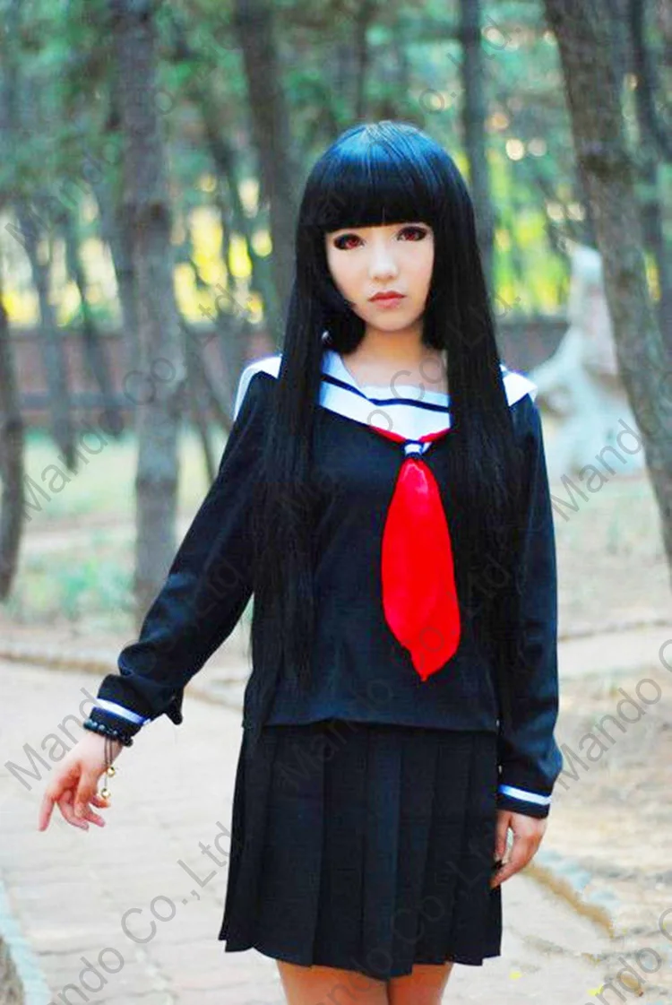 Anime HELL GIRL Enma Ai sexy Cosplay costume for women Uniform Japanese JK School sailor uniform fashion class top + dress 3pcs
Anime HELL GIRL Enma Ai sexy Cosplay costume for women Uniform Japanese JK School sailor uniform fashion class top + dress 3pcs