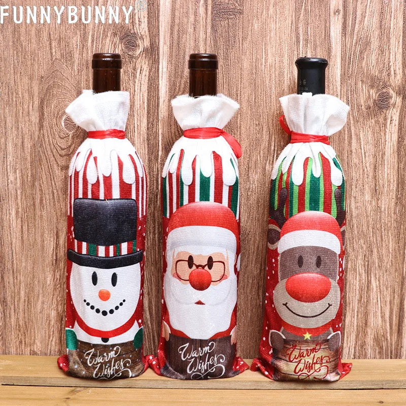 FUNNYBUNNY рождественские украшения набор для красного вина бутылка новых бутылок