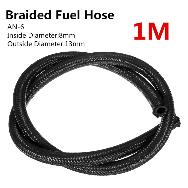 1 метр Мазут линия AN 6 (8 мм) 5/16 "черный USB кабель с нейлоновой оплеткой топливный