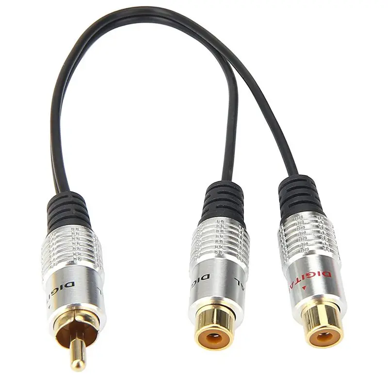Металлический RCA Женский к двойному 2-RCA Мужской позолоченный адаптер стерео