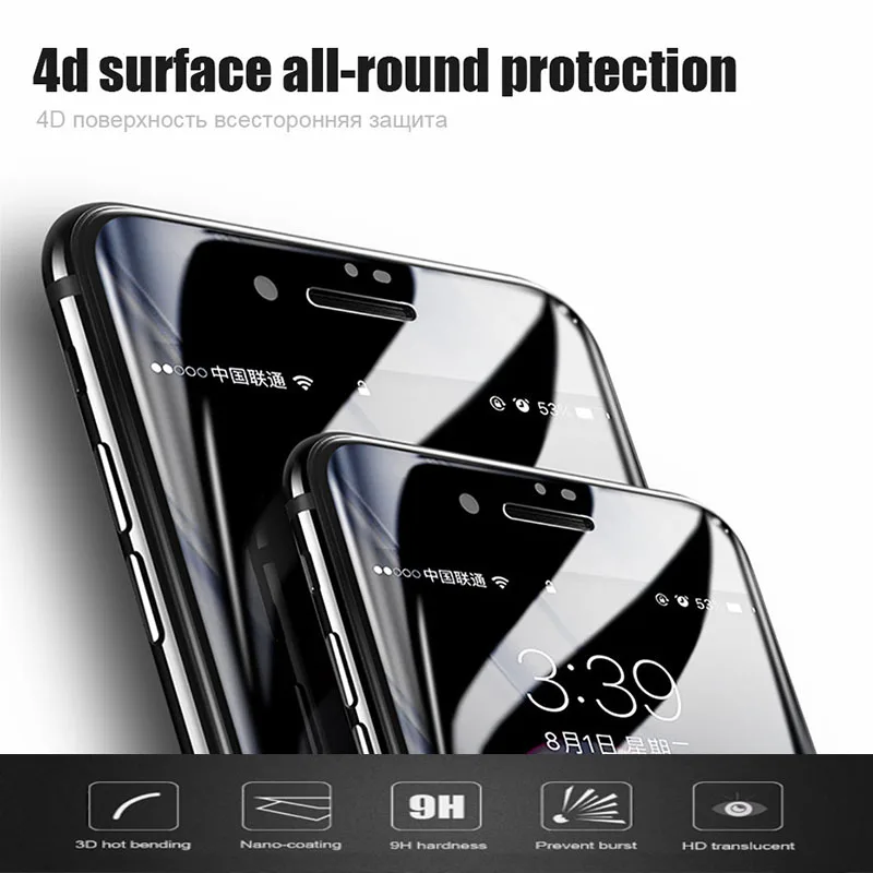 TeoYall 4D 0 26 мм Полное покрытие закаленное стекло для iphone 8 Plus 7 9H Защитная пленка