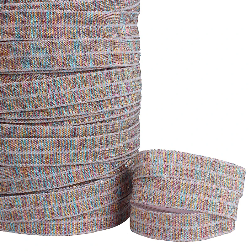 (50 yards/lot) Rainbow gradient glitter metallic fold over elastic for hairbands
(50 yards/lot) Rainbow gradient glitter metallic fold over elastic for hairbands