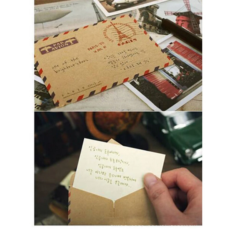 New 10 PCS Mini Gift Envelope Nostalgic Postcard Letter Stationary Storage Brown Kraft Paper Vintage Envelop Approx |
