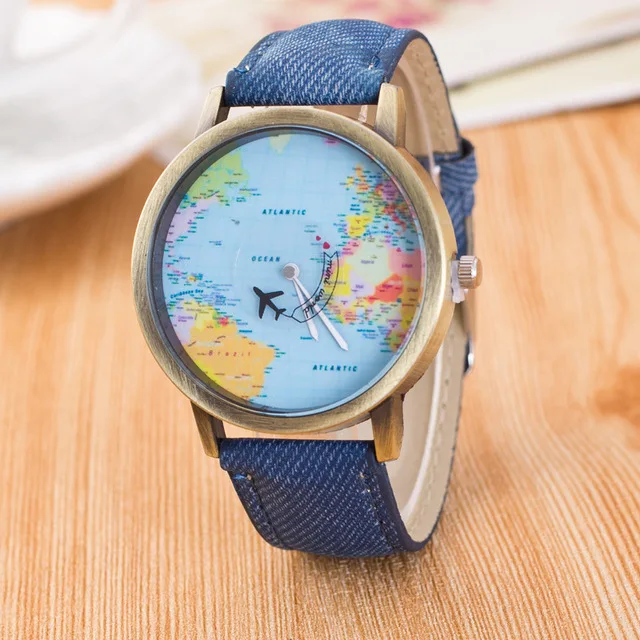 Zegarek damski By plane Global Travel Map Watch Reloj mujer Fashion Casual Denim Fabric women Dress Sports Quartz watches
Zegarek damski By plane Global Travel Map Watch Reloj mujer Fashion Casual Denim Fabric women Dress Sports Quartz watches