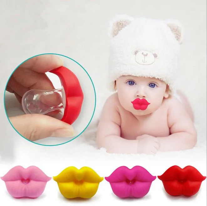 Новая детская соска красный поцелуй губы пустышки забавные силиконовые детские