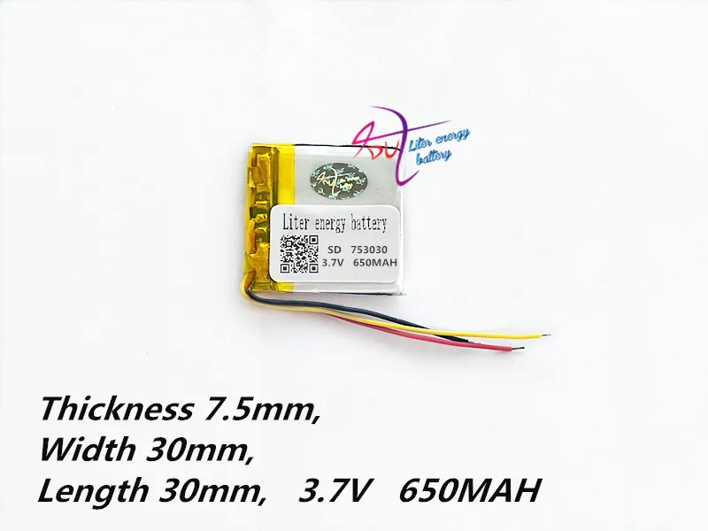 3 line Liter energy battery 753030 3.7V 650mah 803030 Universal Li-ion battery for tablet pc 7 inch 8 inch 9 inch MP3 MP4 DVD
3 line Liter energy battery 753030 3.7V 650mah 803030 Universal Li-ion battery for tablet pc 7 inch 8 inch 9 inch MP3 MP4 DVD