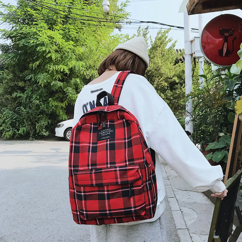 Female Plaid Canvas Backpack Women New College Backpacks Travel Bag For Girls Teenage Fashion Schoolbags Bookbag Sac A Dos
Female Plaid Canvas Backpack Women New College Backpacks Travel Bag For Girls Teenage Fashion Schoolbags Bookbag Sac A Dos