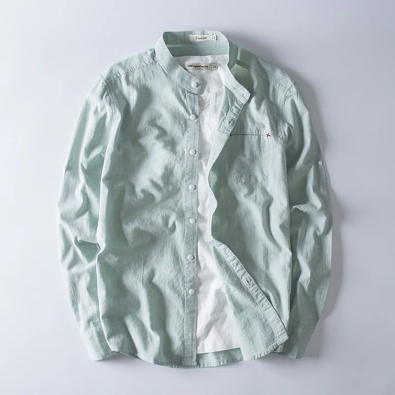 Suehaiwe's long-sleeved linen shirts men brand fashion lake green shirt male large size 5XL stand collar mens shirt overhemd
Suehaiwe's long-sleeved linen shirts men brand fashion lake green shirt male large size 5XL stand collar mens shirt overhemd