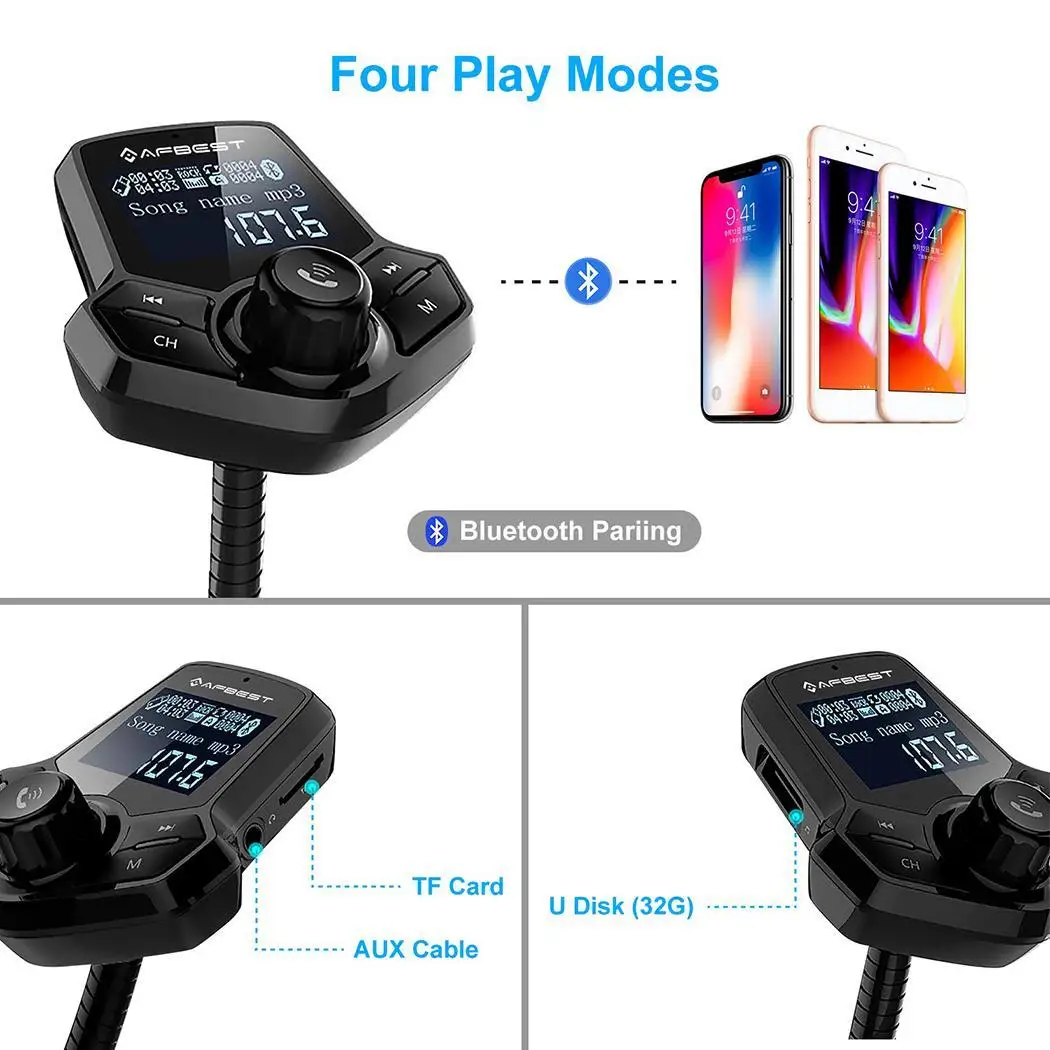 Беспроводной Bluetooth автомобильный аудио передатчик адаптер 87 dBuv/107 dBuv автомобиль