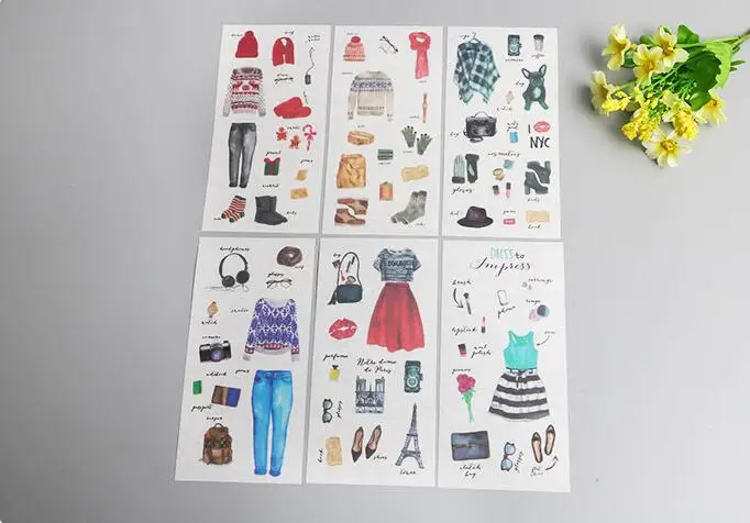 6pcs Dress paper sticker diy decoration Diary Book Planner sticker for album scrapbooking Decoration papeleria sale
6pcs Dress paper sticker diy decoration Diary Book Planner sticker for album scrapbooking Decoration papeleria sale
