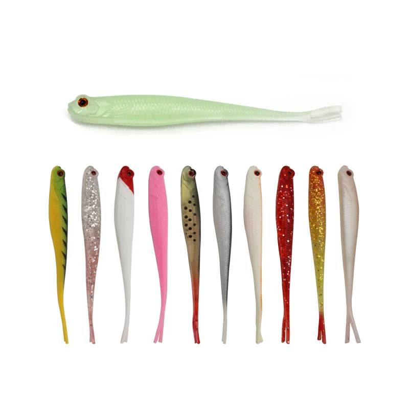 Gorgons 8pcs/lot Fishing Tackle Artificial Forked Tail Black Minnow Luminous Rubber Wobblers Bass Fishing Soft Fluke Lure Bait
Gorgons 8pcs/lot Fishing Tackle Artificial Forked Tail Black Minnow Luminous Rubber Wobblers Bass Fishing Soft Fluke Lure Bait